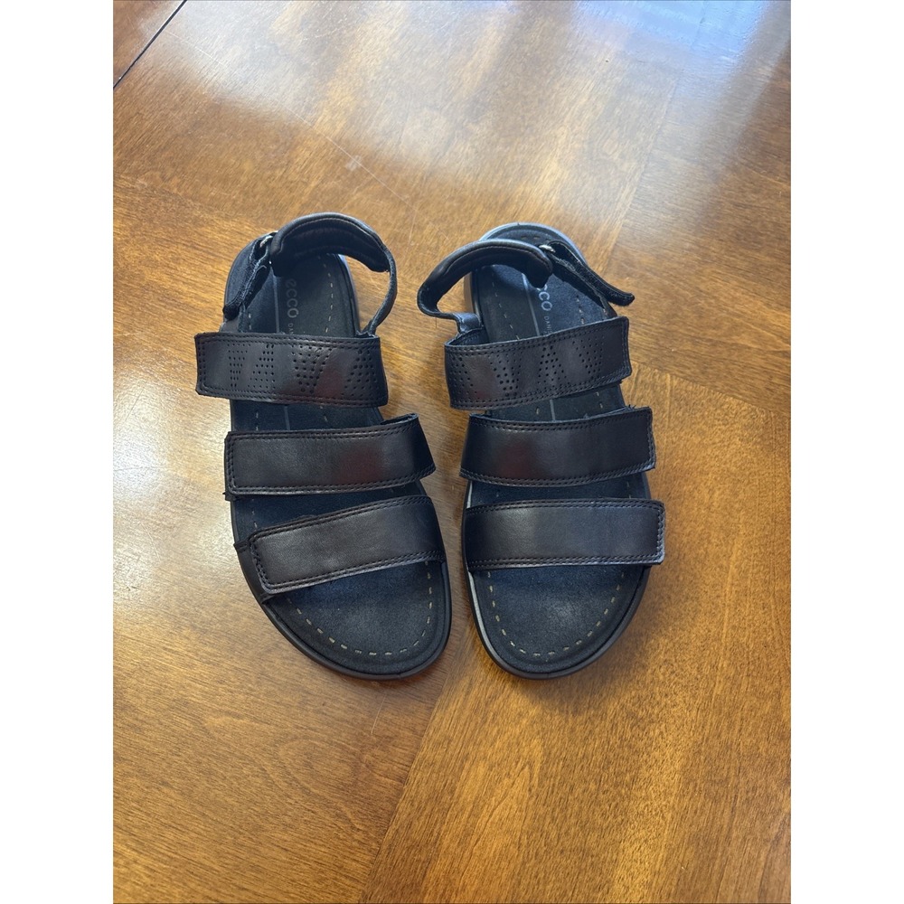 Ecco Women's 37/ 6 Emmy Black Leather Comfort Adjustable Sandals shoes